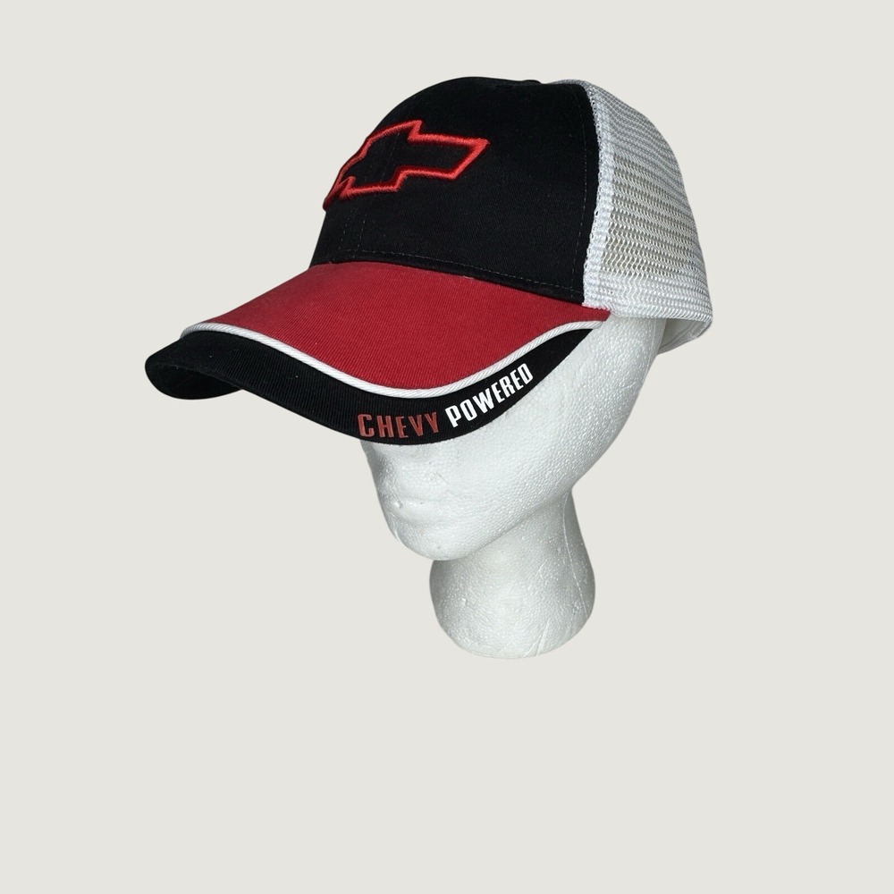Chevrolet Chevy Powered Trucker Hat OS Snapback Black Red Mesh GM